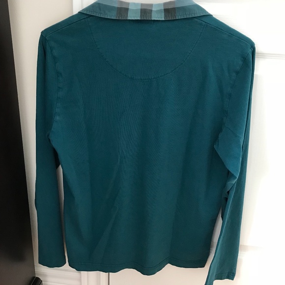 Burberry Green Button Collar Long Sleeved Tee - size 14Y - Picture 3 of 6